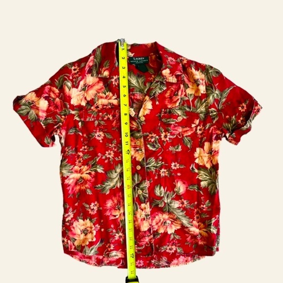 Vintage Lauren Ralph Lauren Petite Hawaiian Styled button down shirt//MP//90s - Picture 5 of 10
